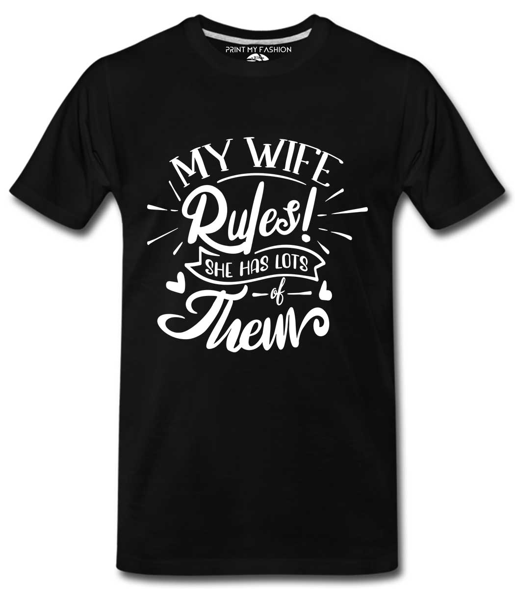 PMF-M-C-RN-BL-GT158 Wife Rules Mens T-Shirts - Image 1