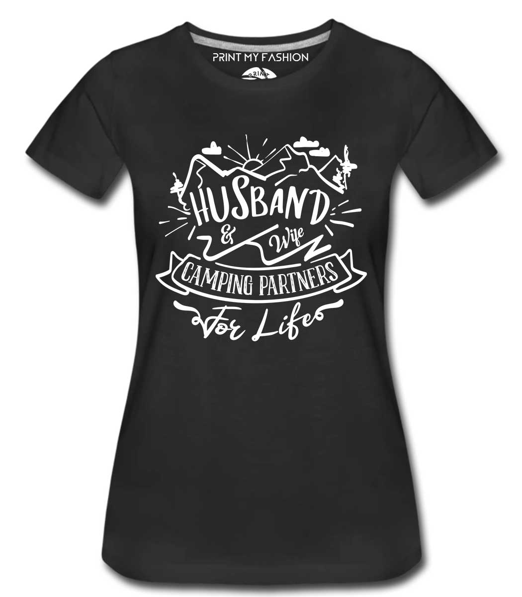 PMF-W-C-RN-BL-GT14 Husband Wife Camping Women T-Shirts - Image 1