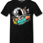 Astronaut Riding Rocket Boys T-Shirts Bio-Washed Cotton