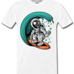 Astronaut Surfing Boys T-Shirts Bio-Washed Cotton