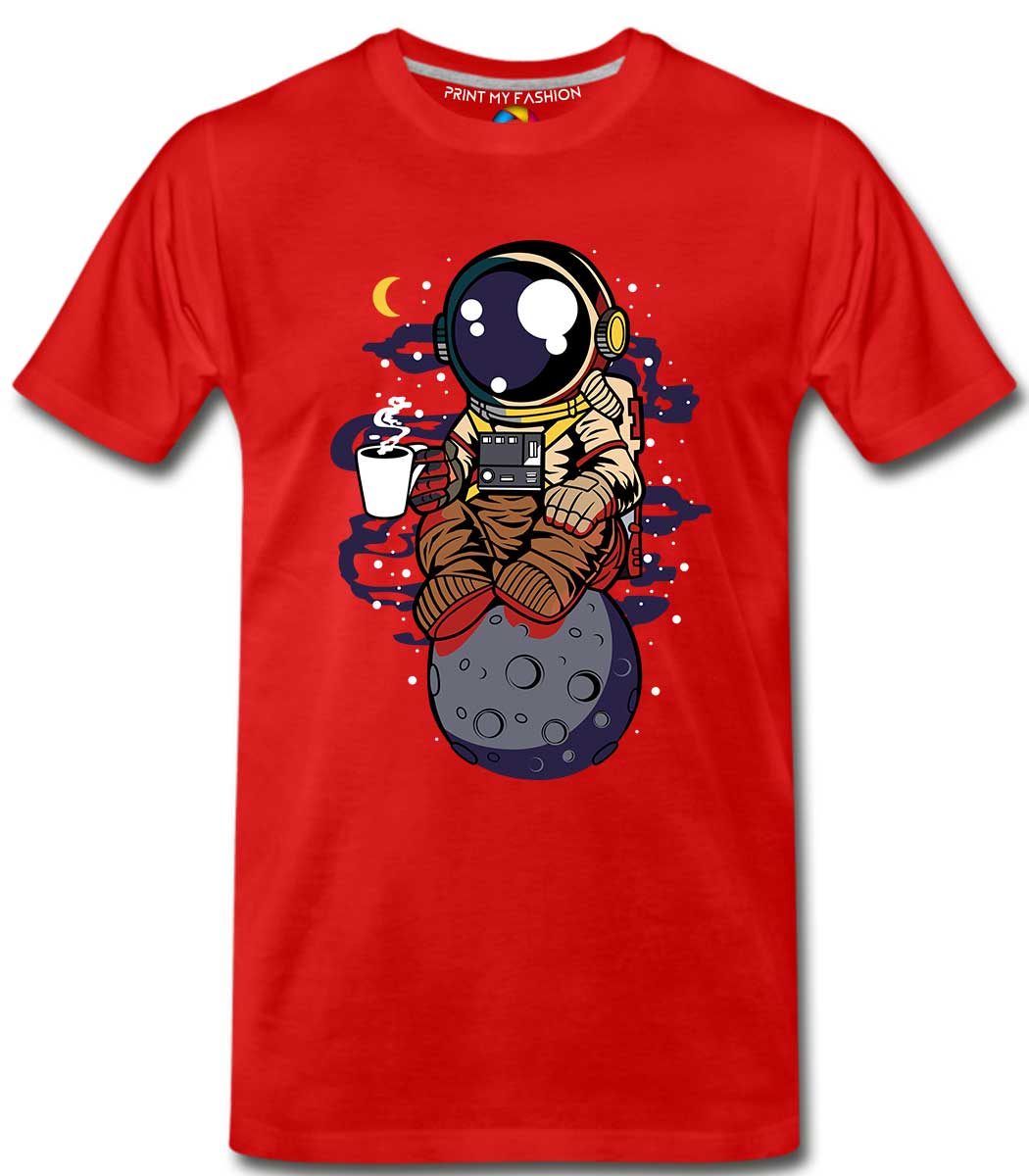 PMF-TS-B-C371-RD Astronaut Coffee Boys T-Shirts - Image 1