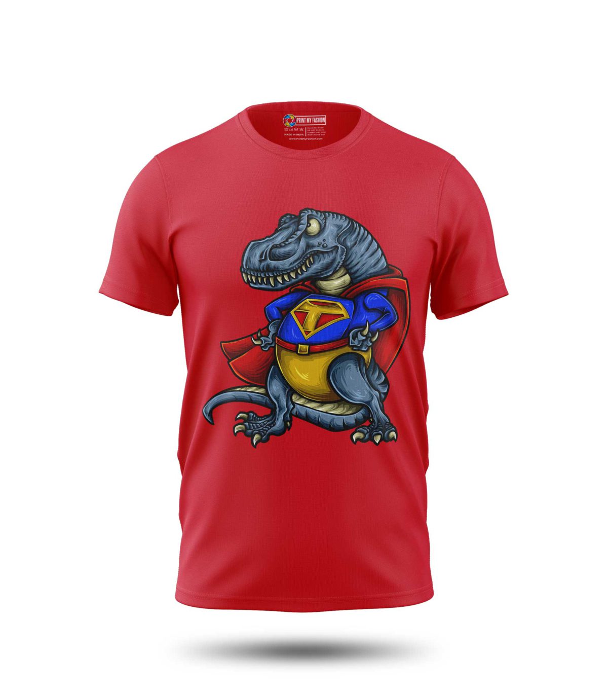 Boys T-Shirt Super T-Rex Dinosaur Grey - Image 1