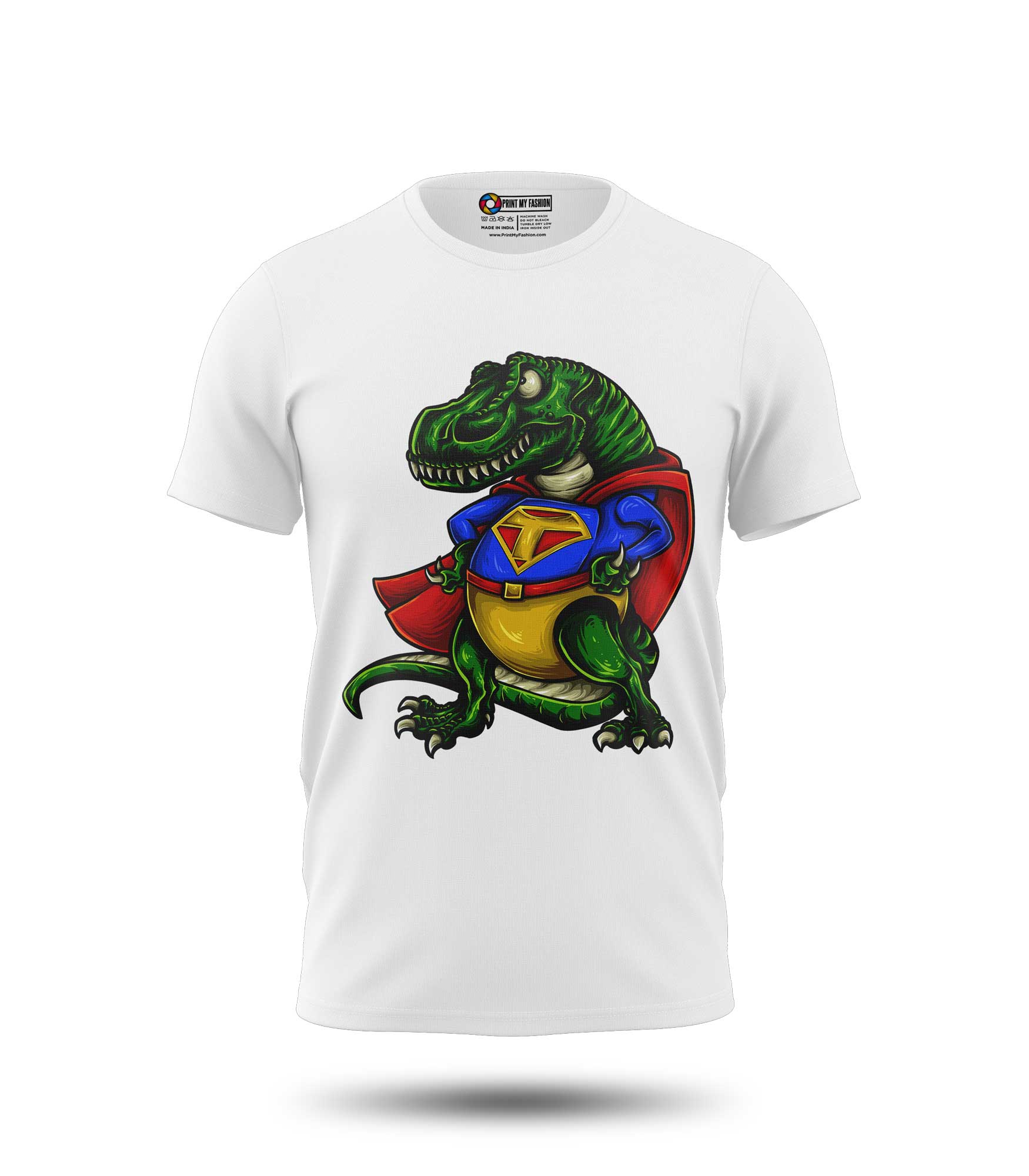 PMF-TS-B-C21-WH Boys T-Shirt Super T-Rex Dinosaur Green - Image 1