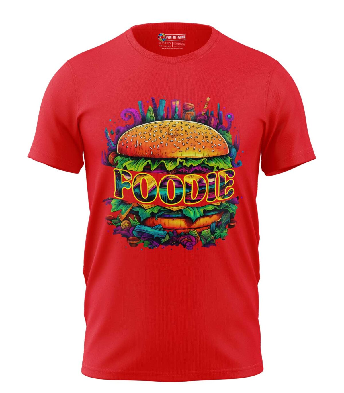 Boys T-Shirt Cheese Burger Regular Fit Round Neck Half Sleeve 180 GSM Bio-Washed Cotton T-Shirt - Image 1