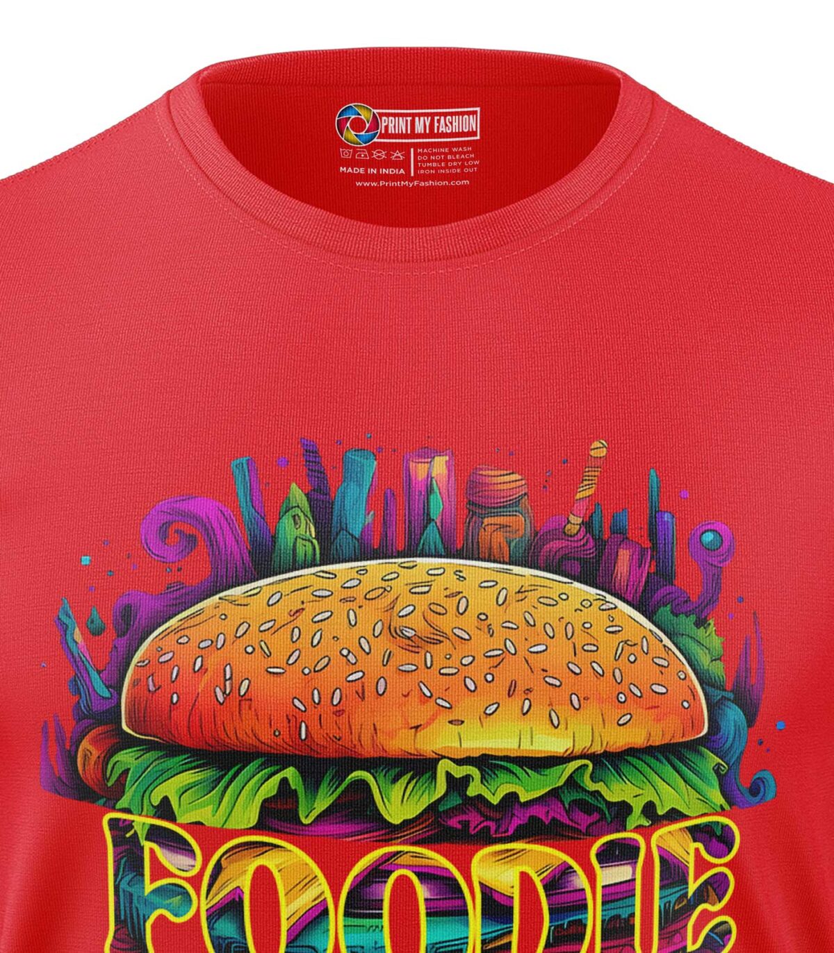 Boys T-Shirt Cheese Burger Regular Fit Round Neck Half Sleeve 180 GSM Bio-Washed Cotton T-Shirt - Image 2