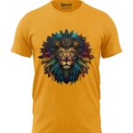 Boys T-Shirt Lion Artistic Regular Fit Round Neck Half Sleeve 180 GSM Bio-Washed Cotton T-Shirt