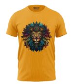 Boys T-Shirt Lion Artistic Regular Fit Round Neck Half Sleeve 180 GSM Bio-Washed Cotton T-Shirt
