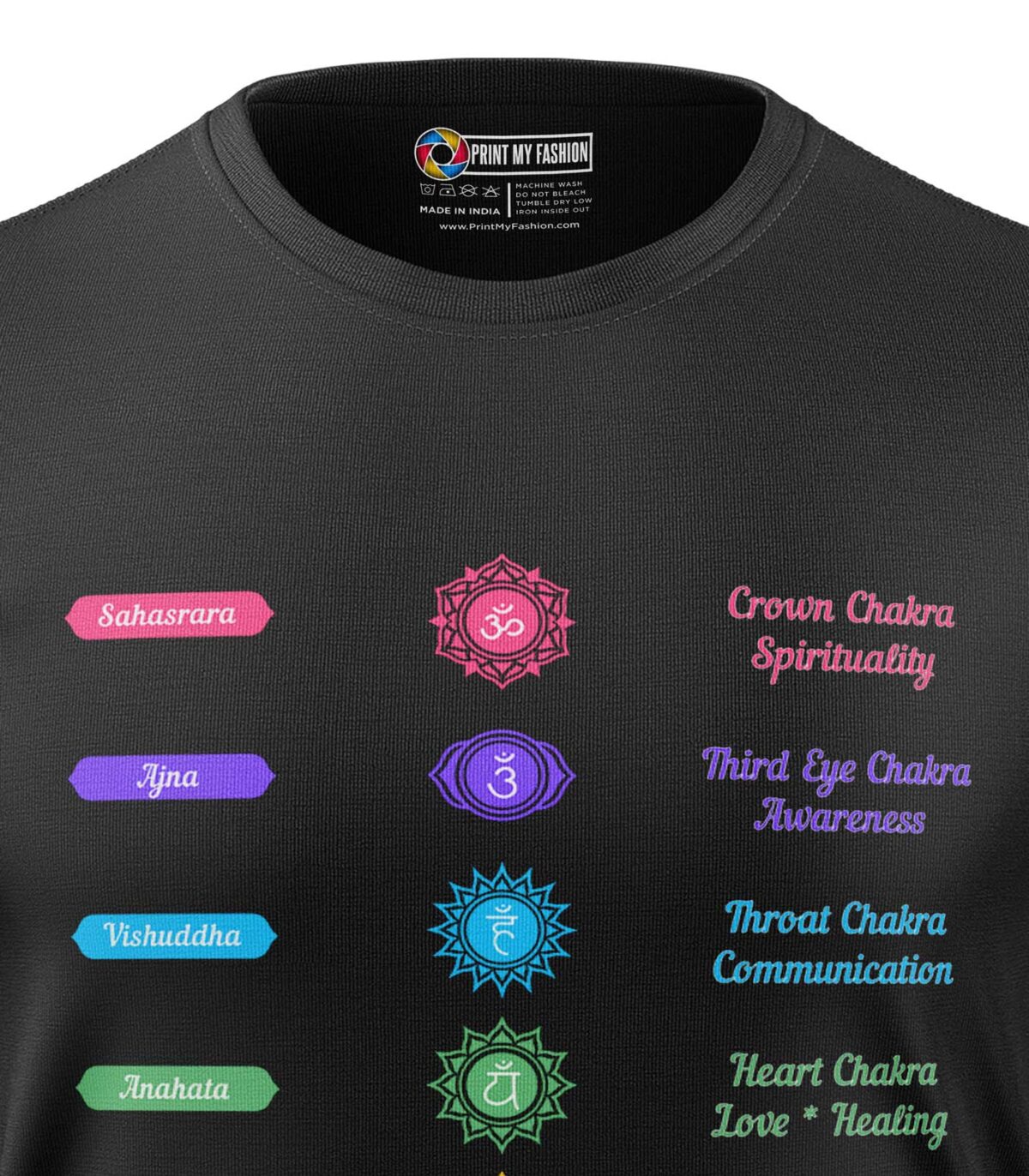 Boys T-Shirt 7 Chakras Infographic Regular Fit Round Neck Half Sleeve 180 GSM Bio-Washed Cotton T-Shirt - Image 2