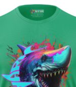 Boys T-Shirt Colorful Shark Regular Fit Round Neck Half Sleeve 180 GSM Bio-Washed Cotton T-Shirt - Image 2