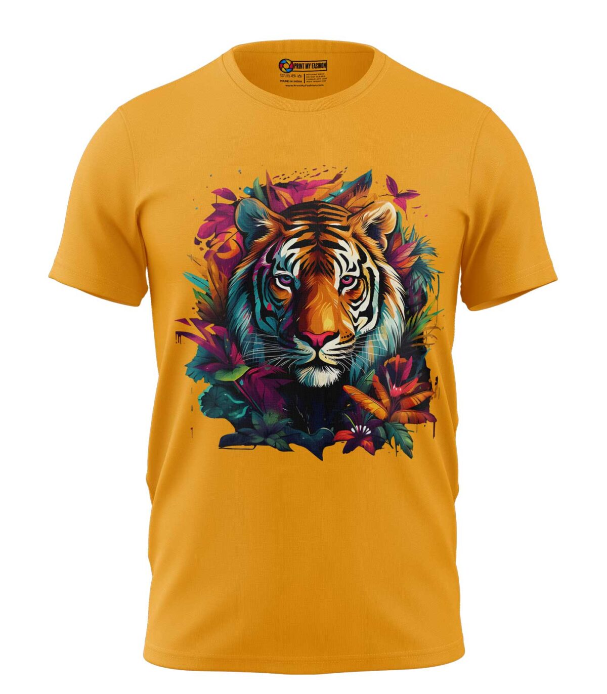 Boys T-Shirt Jungle Tiger Regular Fit Round Neck Half Sleeve 180 GSM Bio-Washed Cotton T-Shirt - Image 1