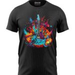 Boys T-Shirt Colorful Guitar Regular Fit Round Neck Half Sleeve 180 GSM Bio-Washed Cotton T-Shirt