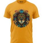 Boys T-Shirt Lion Face Regular Fit Round Neck Half Sleeve 180 GSM Bio-Washed Cotton T-Shirt
