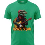 Boys T-Shirt T-Rex Guitar Regular Fit Round Neck Half Sleeve 180 GSM Bio-Washed Cotton T-Shirt