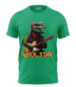 Boys T-Shirt T-Rex Guitar Regular Fit Round Neck Half Sleeve 180 GSM Bio-Washed Cotton T-Shirt