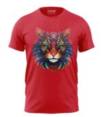 Boys T-Shirt Cat Art Regular Fit Round Neck Half Sleeve 180 GSM Bio-Washed Cotton T-Shirt