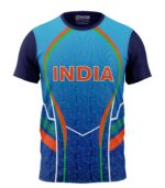 Boys T-Shirt Sports Cricket Jersey India Regular Fit Round Neck Half Sleeve All Over Print