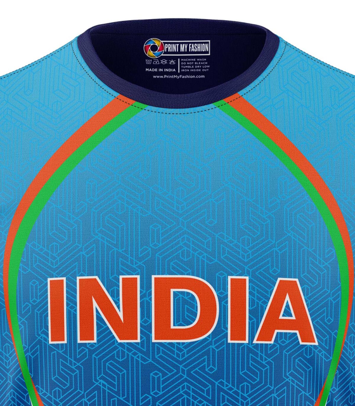 Boys T-Shirt Sports Cricket Jersey India Regular Fit Round Neck Half Sleeve All Over Print - Image 2